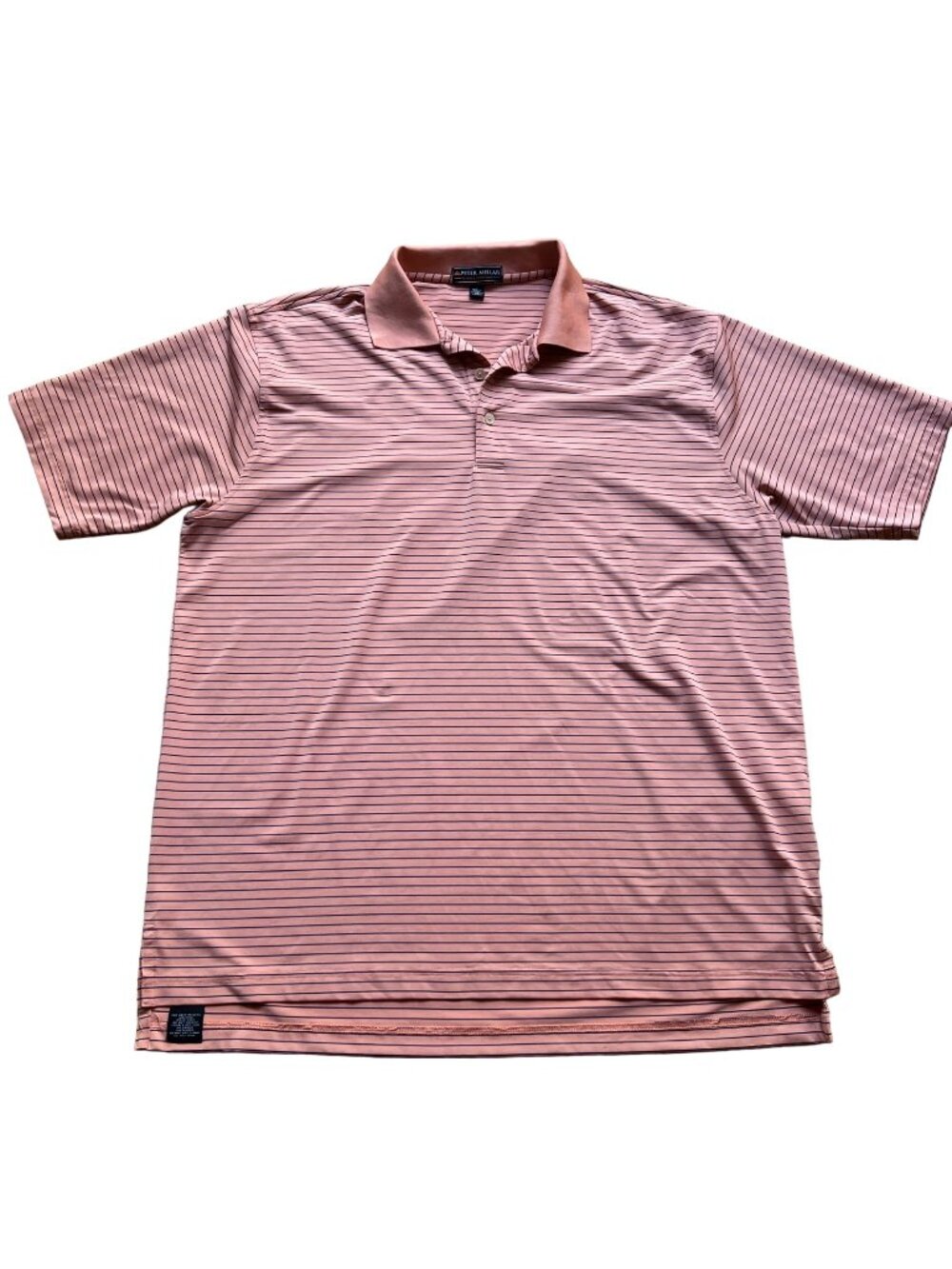 Peter Millar Size L Peach & Navy Stripe Short Sleeve Polo Southern Comfort Shirt